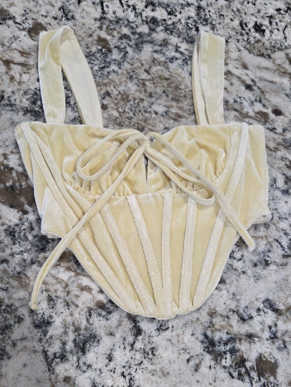TIC TOC Pale Yellow Corset Tie-Front Camisole - Picture 4 of 6